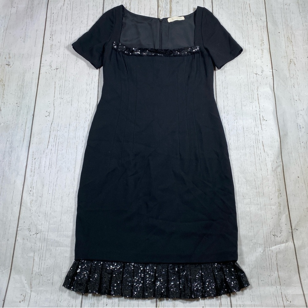 Vintage Valentino Crepe Short Sleeve Sequin Ruffle Dress